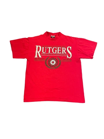 Rutgers Scarlet Knights Vintage Men’s Short Sleeve Tshirt Size Large Red Cover