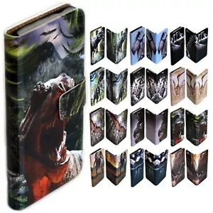 For LG Series - Dinosaur Theme Print Wallet Mobile Phone Case Cover #1 - Picture 1 of 13
