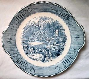 1950s Royal China Currier & Ives "The Rocky Mountains" Round Handled Cake Plate - Picture 1 of 11