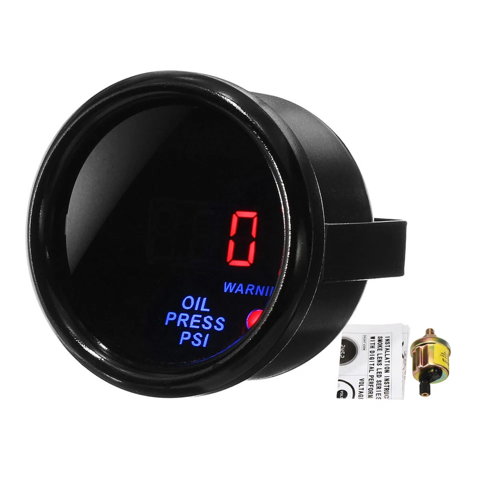 Medidor de presión de aceite LED digital y puntero de 2"" 52 mm + kit medidor sensor 0-140 PSI Foto 1 de 4