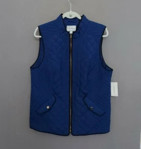 Charter Club Size L Jacket Women's Blue Classic Diamond Quilted Sleeveless Vest. - Picture 1 of 11