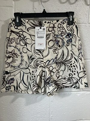 $69.90 Nuevo con etiquetas Pantalones Cortos Zara Cuentas Algodón Crema Cuentas Florales Talla XS con Manchas Foto 1 de 4