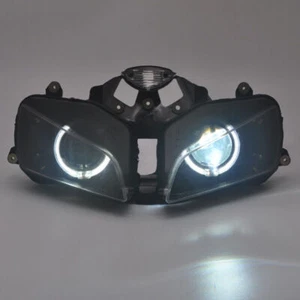 Fully Assembly White Angel Eyes HID Projector Headlight For Honda CBR600RR 03-06 - Picture 1 of 12
