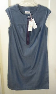 Vestido recto manga gorra bordado cambray luna azul VINEYARD VINES 00 NUEVO - Imagen 1 de 9