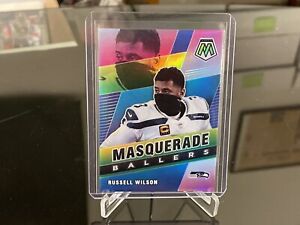 2021 Mosaic Russell Wilson Masquerade Ballers Prizm Case Hit SP #MB-20 Seahawks