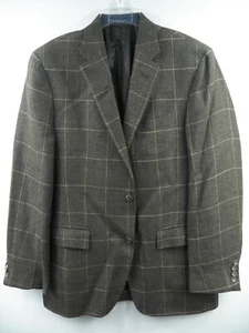 POLO RALPH LAUREN MENS 52 42 R BLAZER JACKET GREEN CHECK LINEN SILK WOOL ITALY - Picture 1 of 9