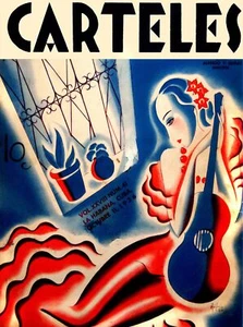 367.Póster Deco Cubano "Guitarrista Romántico Español"" Diseño Interior Único - Imagen 1 de 1
