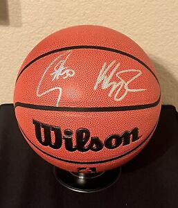 Stephen Curry and Klay Thompson Signed Autographed WARRIORS Basketball W/COA