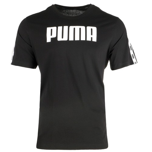 Puma Micro Tape Logo Girocollo Manica Corta T Shirt Uomo Nero Top Casual 84859