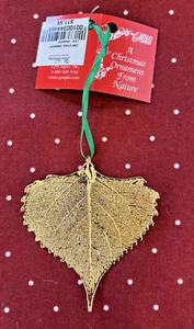 Fred Harvey Trading Company cottonwood leaf in 24 Kt. gold, Christmas ornament - Picture 1 of 3