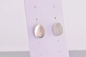 Pendientes de perno 925 ovalados de plata esterlina de 16 mm x 14 mm pulidos - Imagen 1 de 6