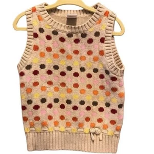 Gymboree XS (3-4) Polka Dot Knitted Sleeveless Sweater Fall for Monkeys - Picture 1 of 4