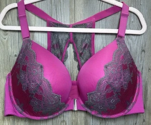 Cacique Boost Plunge Front-Close Underwire Push-Up Black Floral Bra 44DD - Picture 1 of 9