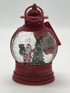 Lanterna Rossa Natale Babbo Natale Acqua Globo Si Illumina Nuovo - Foto 1 di 5