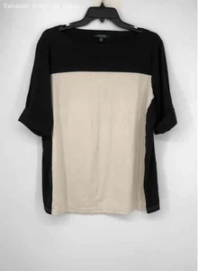 Lauren Ralph Lauren Womens Black White Cotton Blend Pullover T-Shirt Size 2X - Picture 1 of 6