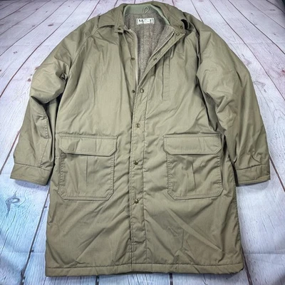 Vintage L.L.Bean Jacket Mens Large Tan Wool Lined Field Coat Parka USA 80s - Image 1 of 4