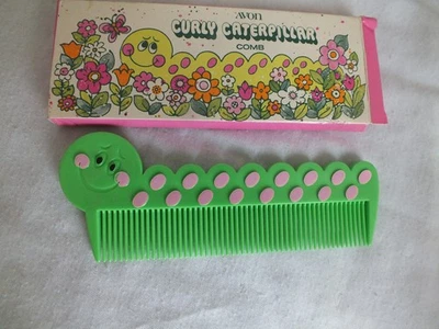 Avon curly caterpillar lime green and pink dots comb child NOS with box - Image 1 of 3