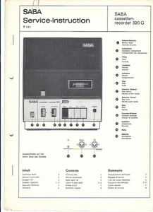 Manual de servicio original Saba para grabadora de casetes 321 G - Imagen 1 de 1