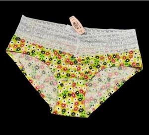 Vintage NWT Victoria’s Secret S Yellow Floral Cotton Lace Hiphugger Panty Small - Picture 1 of 4