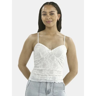 No Boundaries Women's Lace Cami Tank Top NWT XS 0-2 White Babydoll Adjustable - Image 1 of 4