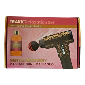 TRAKK LEOPARD Deep Tissue Handheld Massage Gun Therapy w/ Attachments & Oil - Picture 1 of 3