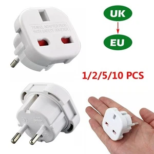1/2/5/10 UK to EU Convert 3 PIN to 2 PIN Power Plug European Travel Adaptor - Picture 1 of 22