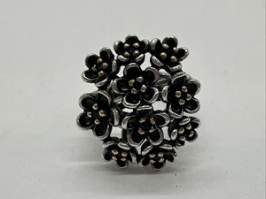 Anillo Pandora Genuino Plata y Oro 14K Forever Bloom 190857spb Tamaño 7.25 - Imagen 1 de 7