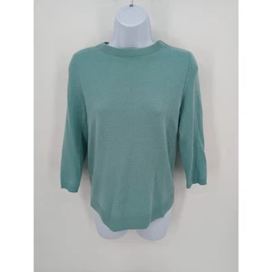 EUC 100% Cashmere Talbots Sweater size SP Teal Aquamarine Super Soft 3/4 Sleeve - Picture 1 of 5