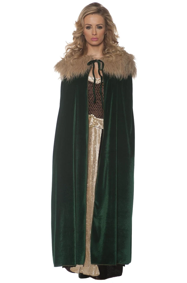 Green Renaissance Fur Cape Halloween Medieval Costume Accessory Adult Women
