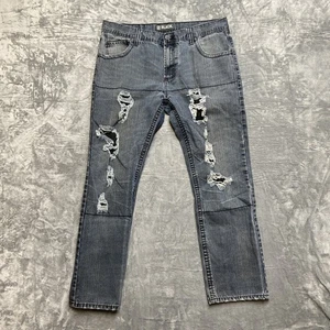 CJ Black Slim Straight Jeans Men’s 38x32 Denim Black Light Wash Distressed - Picture 1 of 12