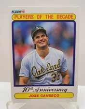 1990 Fleer 10th Anniversary Jose Canseco #629 card (Error Card)