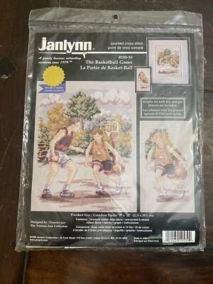 Raro Jalynn EL JUEGO DE BALONCESTO Kit Punto de Cruz #105-39 9”x12” Foto 1 de 2