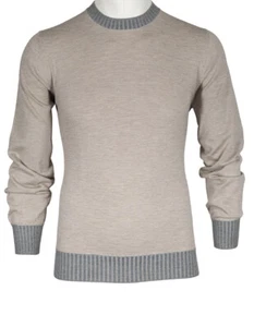 Fioroni Rundhalspullover in beige mit hellgrau abgesetzten Kragen aus "Duvet Cas - Picture 1 of 10