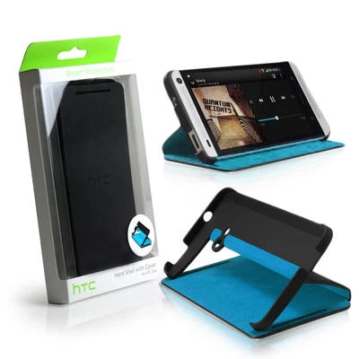 GENUINE HTC One M7 Double Dip Flip Case Cover Black / Blue - HC V841 - Image 1 of 2