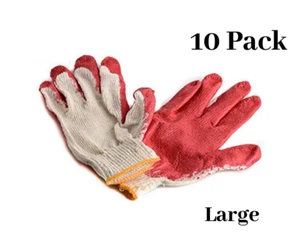 10 Pack - Large Latex Dipped Nitrile Coated Work Gloves | Disposable Heavy Duty - Picture 1 of 6