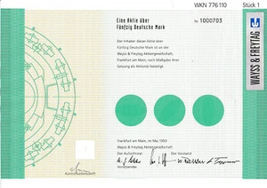 Wayss & Freytag AG Frankfurt Aktie 1993 Bauunternehmen BAM Ingenieurbau Hessen - Picture 1 of 1