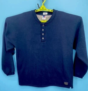 Vintage Russell Athletic Henley Sweater Herren XL Navy Made In USA Pullover Sweatshirt - Bild 1 von 12