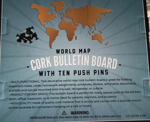 Self Adhesive Cork Board 19 Cork Pieces and 10 Wall Pins Plan Document Travels - Picture 1 of 2