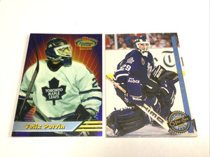 FELIX POTVIN RCs, 1993 Stadium Club Finest #5 & O-Pee-Chee Premier #4, Toronto