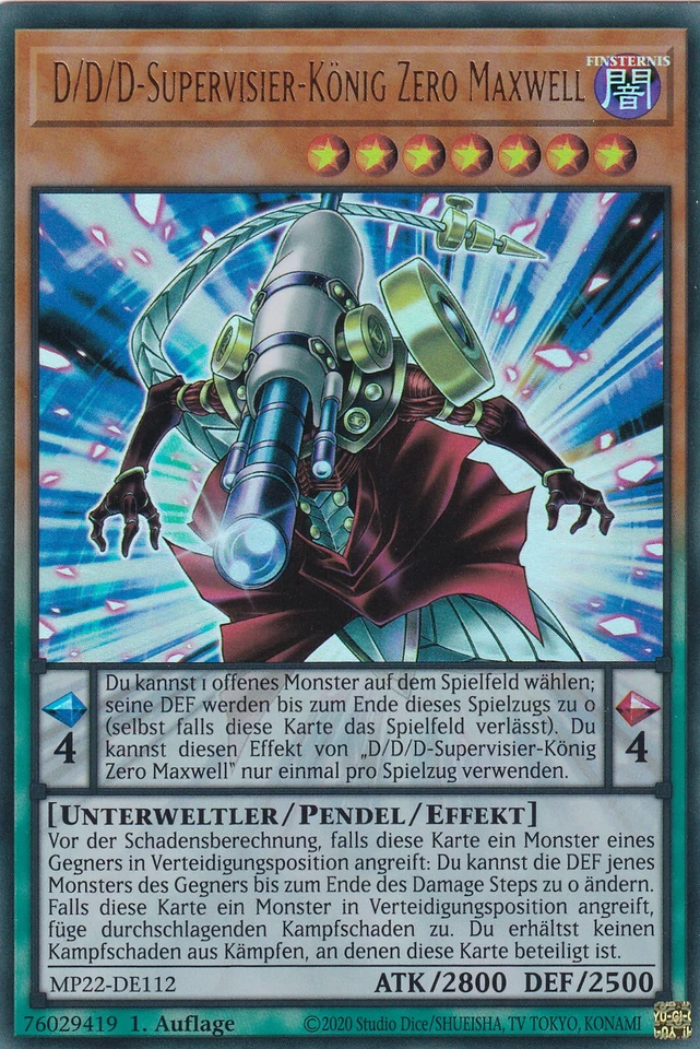 Yu-Gi-Oh MP22-DE112 D/D/D Supervisier König Zero Maxwell 1 Aufl. Ultra Rare NM - Bild 1 von 1