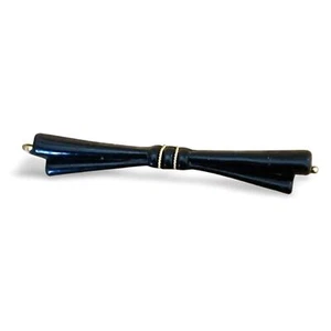1970s Vintage Black Plastic Bow Bobby Pin or Barrette with Gold Tone Accents - Picture 1 of 2