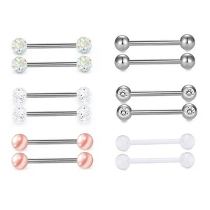 12pcs 12G 316L Surgical Steel Barbell Nipple Rings Tongue Rings Body Piercing - Picture 1 of 7