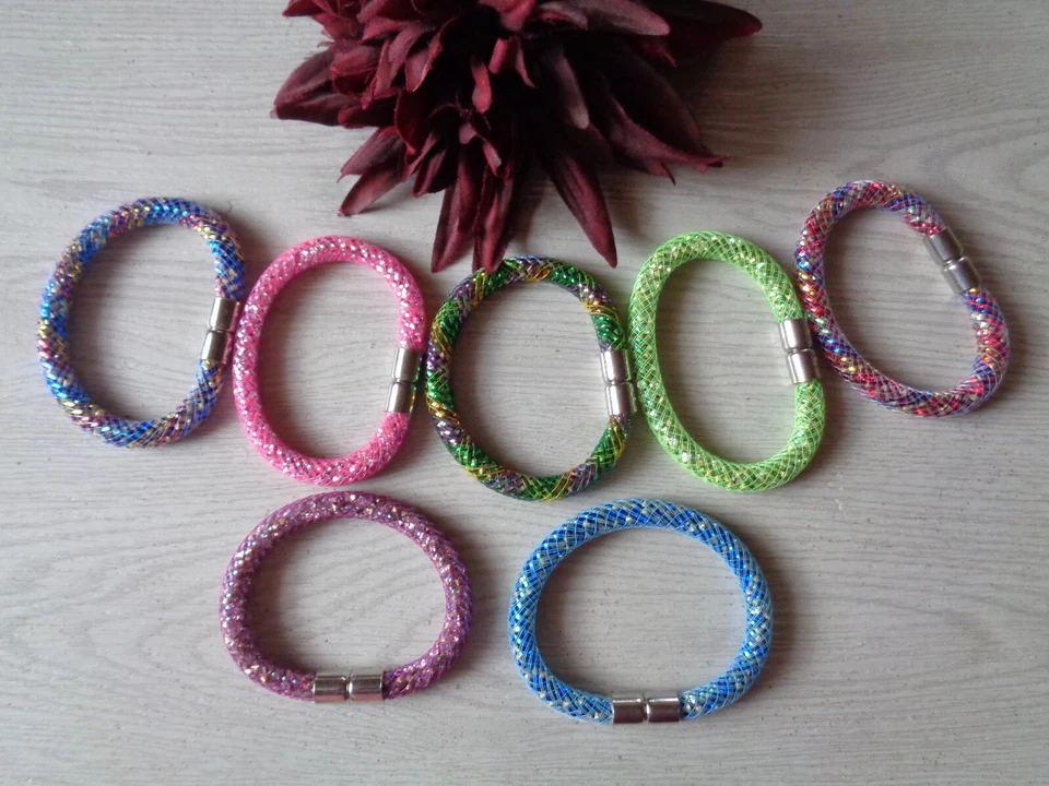 Armband Netzschlauch Nylon Stardust Mesh  Strass Magnet verschiedene Farben - Bild 1 von 1