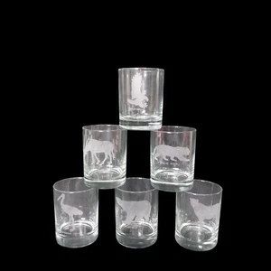VINTAGE GEORG JENSEN GEÄTZTE GEFÄHRDETE WILDTIERE TIERE FELSEN GLÄSER 6ER SET - Bild 1 von 10