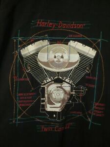  Harley Davidson Silk Embroidered Black Hawaiian Shirt Twin Cam 88 Size XL 