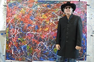 Pollock/Richter style Professional Painting 84”X62” (7 Foot) Abstract Modern XL - Picture 1 of 18