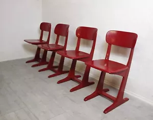 1 v 4 CASALA HOLZ STÜHLE *ROT* SH=45 cm, SCHULSTUHL KÜCHENSTUHL BAUHAUS VINTAGE - Bild 1 von 13