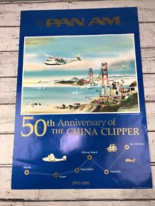 PAN AM CHINA CLIPPER 50TH ANNIVERSARY POSTER BY DONG KINGMAN II AIRLINES - Picture 1 of 13