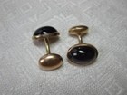Garnet Cabochon 14K Gold Cufflinks Antique Victorian Art Deco Cuff Links Wedding