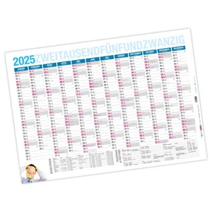 itenga Jahresplaner 2025 gefalzt Wandkalender DIN A2 groß (59,4 x42cm) gefaltet - Bild 1 von 3